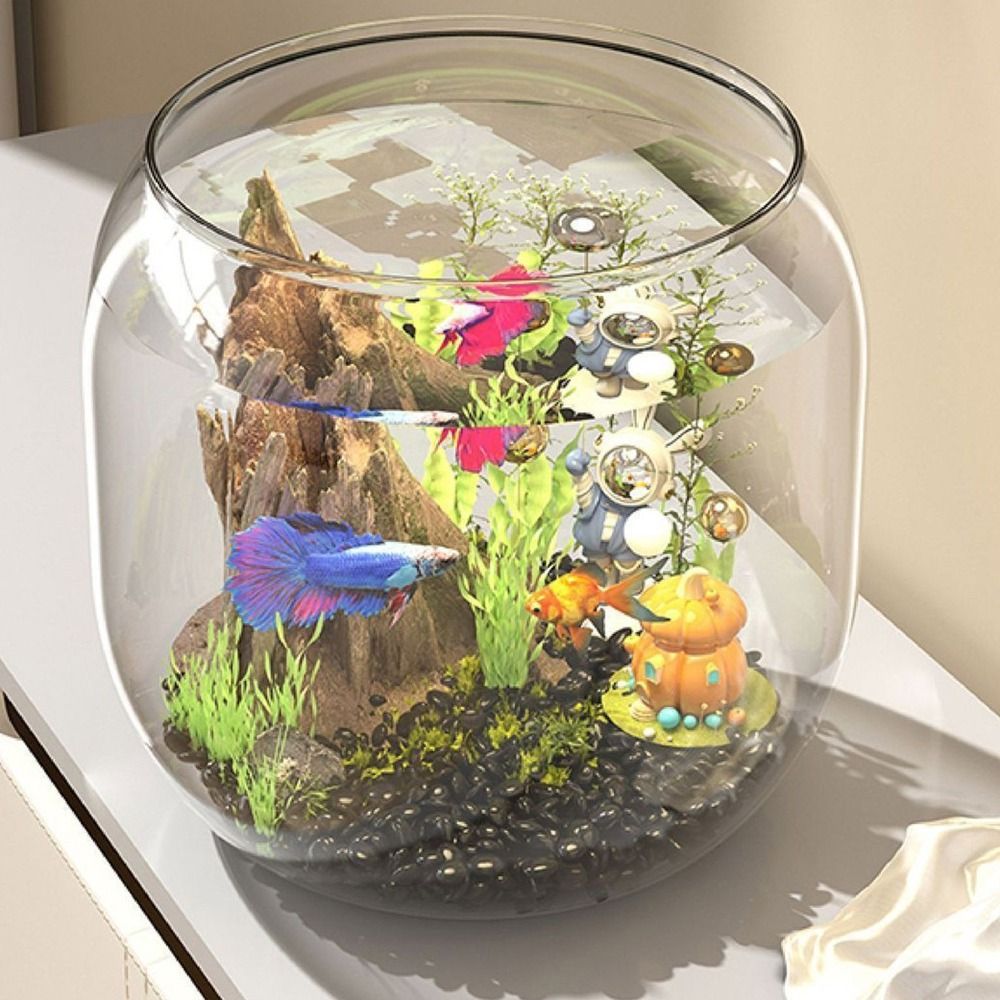 Live Fish Aquarium - Przezroczyste Okrągłe Akwarium z Plastiku Odpornego